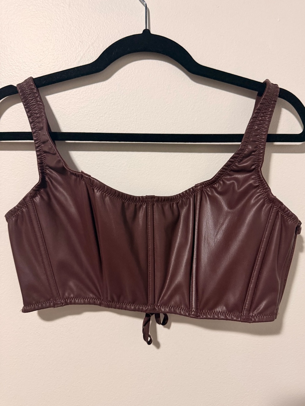 Victoria's Secret Corset Bra Top Brown Faux Leather Size S/DD
